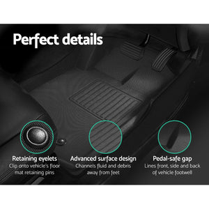Weisshorn Car Floor Mats Rubber Fits Ford Ranger PX PX2 PX3 Dual Cab 2011-2022 3D