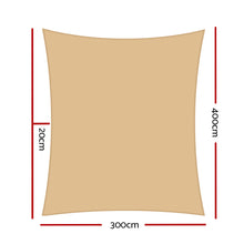 Load image into Gallery viewer, Instahut Shade Sail Cloth Shadecloth Rectangle Heavy Duty Sand Sun Canopy 3x4m