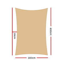 Load image into Gallery viewer, Instahut 3x6m Shade Sail Cloth Shadecloth Rectangle Heavy Duty Sand Sun Canopy