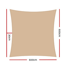 Load image into Gallery viewer, Instahut Shade Sail Cloth Rectangle Shadesail Heavy Duty Sand Sun Canopy 6x6m