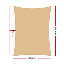 Load image into Gallery viewer, Instahut Shade Sail Cloth Rectangle Shadesail Heavy Duty Sand Sun Canopy 6x8m