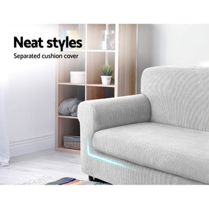 Artiss 2-piece Sofa Cover Elastic Stretch Couch Covers Protector 3 Steater Grey