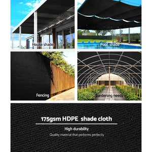 Instahut 70% UV Sun Shade Cloth Shadecloth Sail Roll Mesh Garden Outdoor 1.83x20m Black
