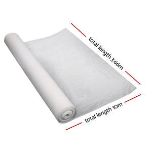 Instahut 3.66x10m 50% UV Shade Cloth Shadecloth Sail Garden Mesh Roll Outdoor White
