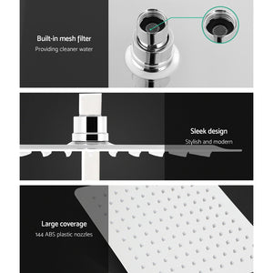 Cefito WELS 10'' Rain Shower Head Set Round Handheld High Pressure Wall Chrome