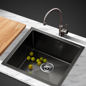Cefito 51cm x 45cm Stainless Steel Kitchen Sink Under/Top/Flush Mount Black