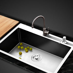 Cefito 68cm x 45cm Stainless Steel Kitchen Sink Flush/Drop-in Mount Silver