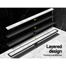 Load image into Gallery viewer, Cefito Stainless Steel Shower Grate Tile Insert Bathroom Floor Drain Liner 1000MM Black