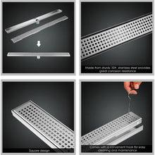 Load image into Gallery viewer, 800mm Stainless Steel Shower Grate Tile Drain Square Bathroom Home