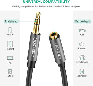 UGREEN 3.5mm Male to 3.5mm Female Extension Cable 1.5m  Black 10593