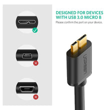 Load image into Gallery viewer, UGREEN USB 3.0 A Male to Micro USB 3.0 Male Cable - Black 0.5M (10840)