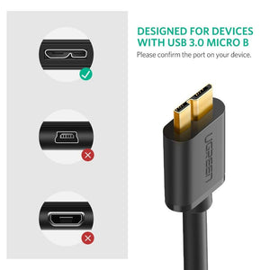 UGREEN USB 3.0 A Male to Micro USB 3.0 Male Cable - Black 0.5M (10840)