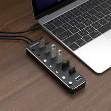 Load image into Gallery viewer, Simplecom CH375PS Aluminium 7 Port USB 3.0 Hub with Individual Switches and Power Adapter