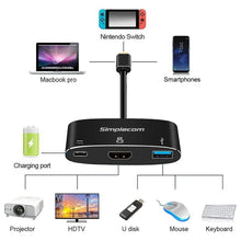 Load image into Gallery viewer, Simplecom DA310 USB 3.1 Type C to HDMI USB 3.0 Adapter with PD Charging (Support DP Alt Mode and Nintendo Switch)
