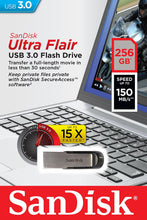 Load image into Gallery viewer, SANDISK 256GB CZ73 ULTRA FLAIR USB 3.0 FLASH DRIVE upto 150MB/s
