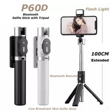 Load image into Gallery viewer, TEQ P60 Bluetooth Selfie Stick + Tripod with Remote (Stainless Steel)