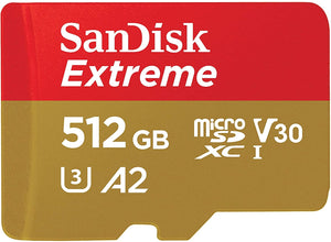 SANDISK SDSQXA1-512G-GN6MN  MicroXD  Extreme A2 V30 UHS-I/U3 160R/90W  NO SD ADAPTER