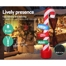 Load image into Gallery viewer, Jingle Jollys 2.4M Christmas Inflatable Santa Guide Candy Pole Xmas Decor LED