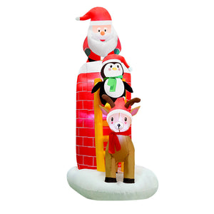 Jingle Jollys 2.1M Christmas Inflatable Santa on Chimney Decorations Outdoor LED