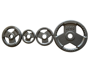 4 X 5kg Olympic Solid Cast Iron Hammertone Weight Plate 50mm Free Weights Disc