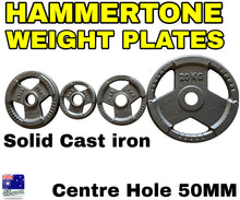 Load image into Gallery viewer, 4 x 10kg Olympic Solid Cast Iron Hammertone Weight Plate 50mm Free Weights Disc Gym